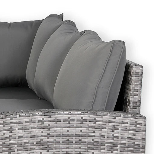 Henley Range 7-Seater High Back Large Dining Sofa Set,Garden Conservatory Sofa with Arm Chairs,Footstools,Rectangular Dining Table Weaved in Grey Rattan and Cushion