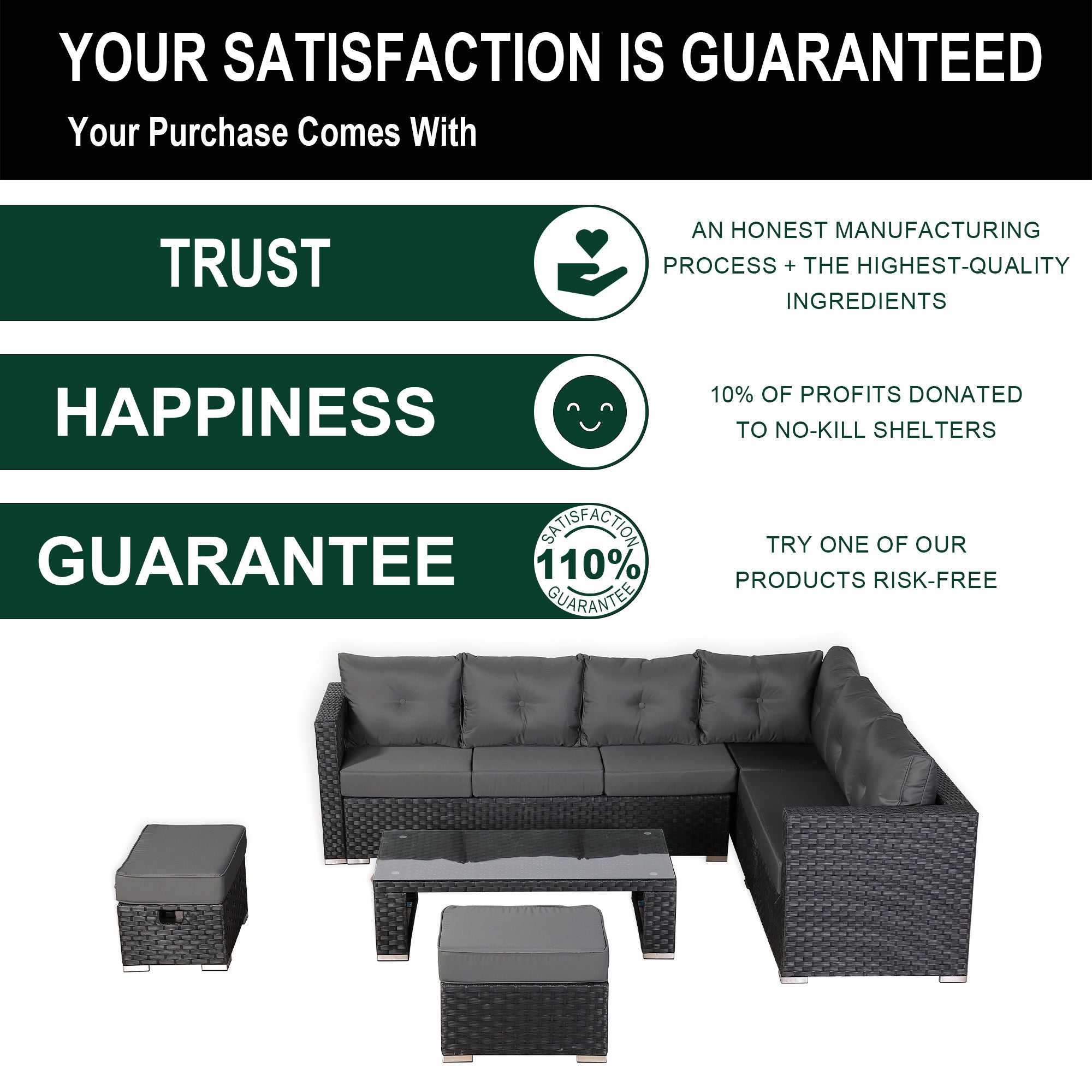 Newick Modular Corner Sofa With Coffee Table And 2 Footstools In Black Weave(CS06)