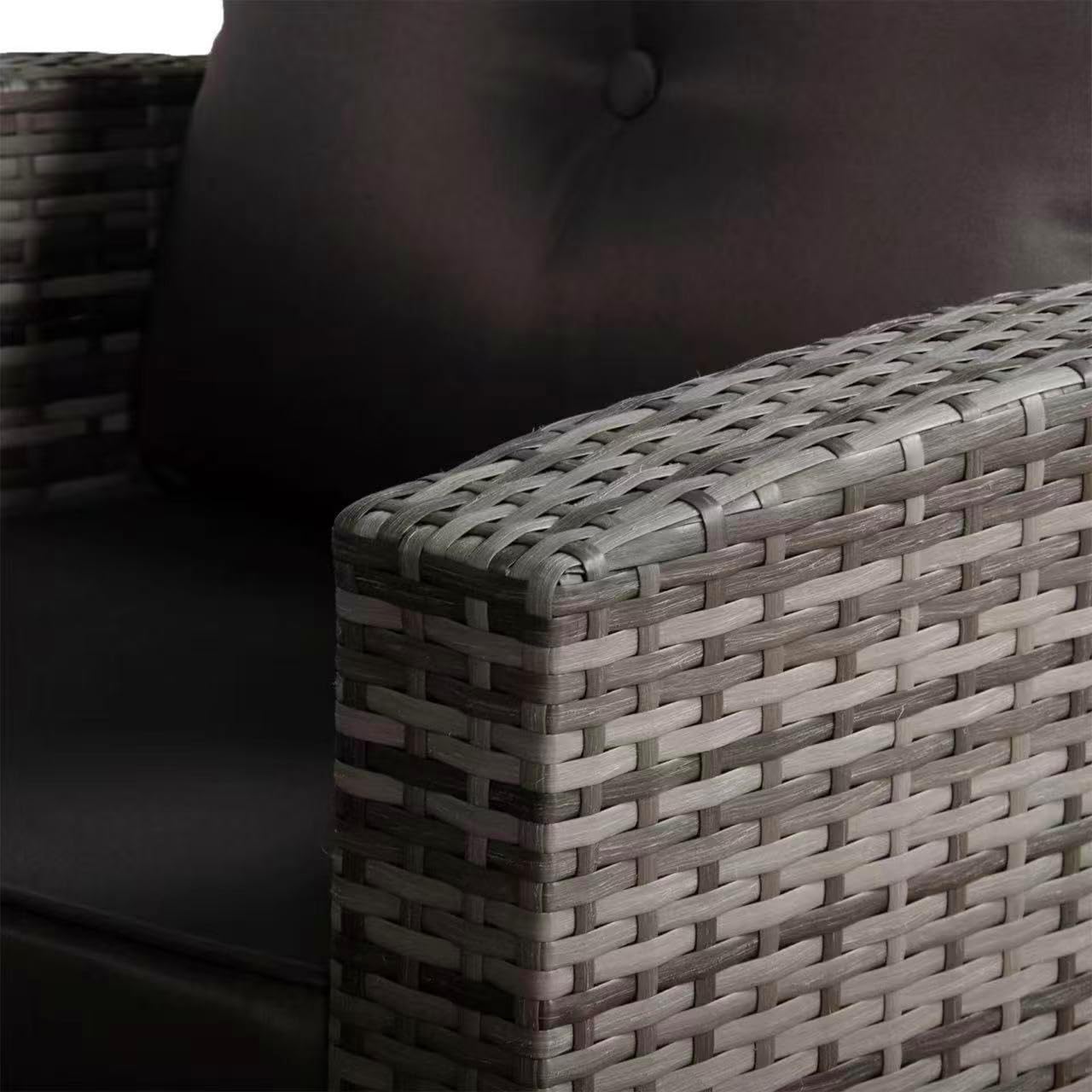 Henley Range 9-Seater High Back Elite Rattan Garden Conservatory RHF Corner Sofa Set with Arm Chair,Bench,Rectangular Dining Table Weaved in Grey Rattan and Cushions