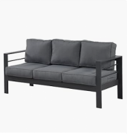 Brighton Range 5 Seater Furniture Set,All-Weather Garden Conservatory 3-Seater Sofa,Chairs and Coffee Table in Grey Aluminium Frame