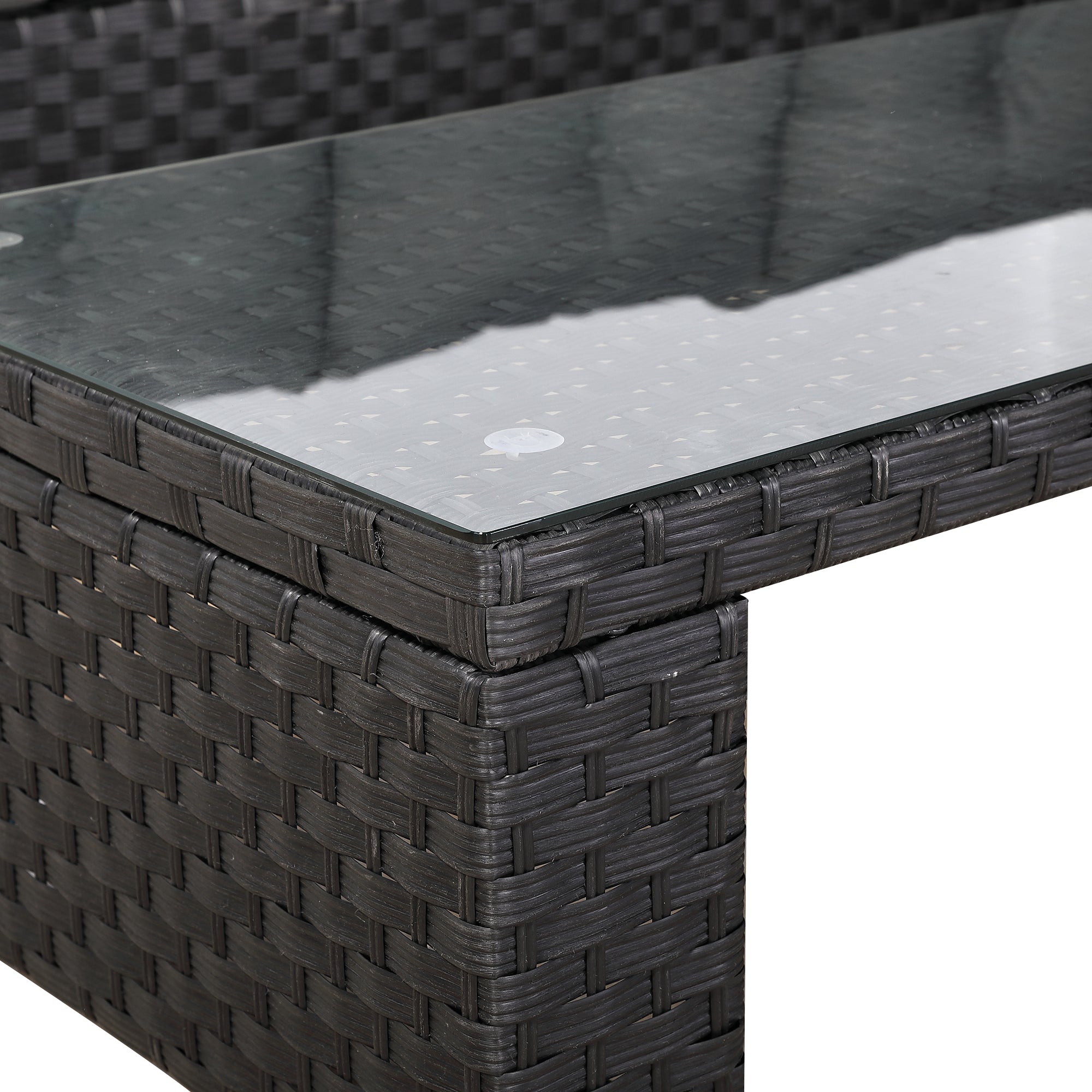 Newick Modular Corner Sofa With Coffee Table And 2 Footstools In Black Weave(CS06)