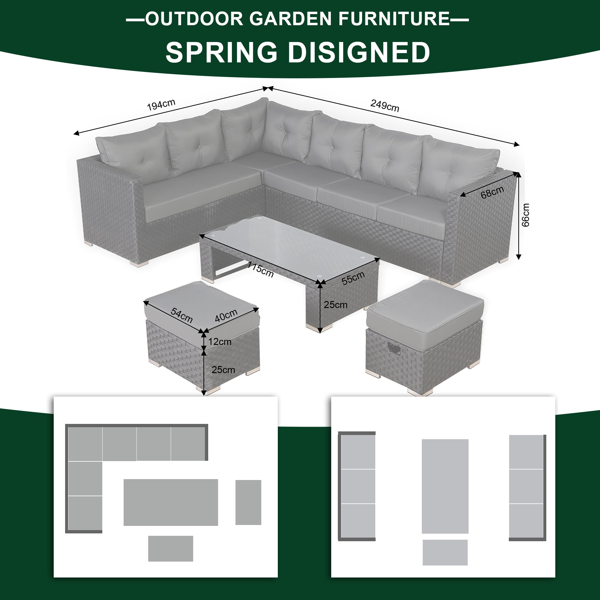 Newick Modular Corner Sofa With Coffee Table And 2 Footstools In Black Weave(CS06)