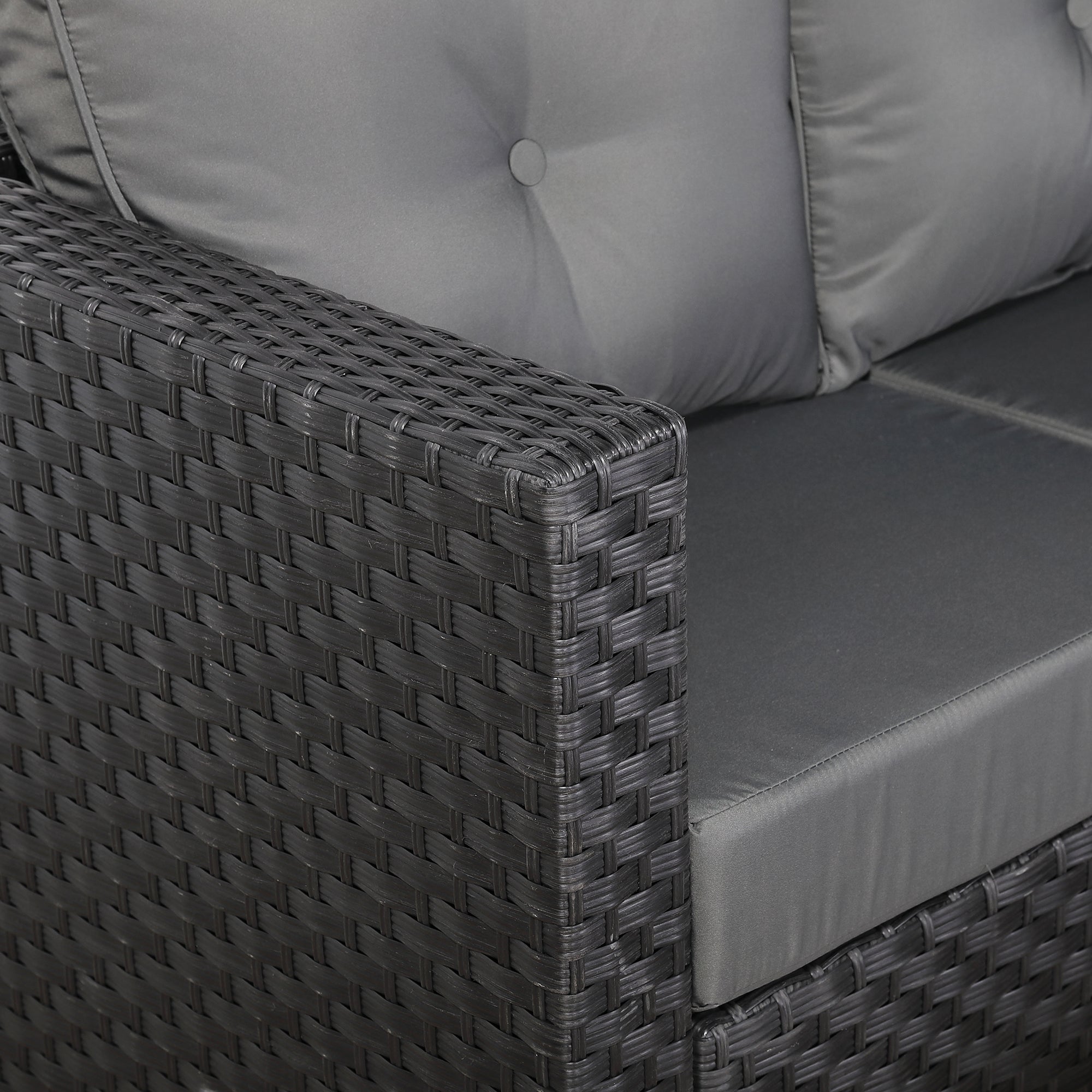 Newick Modular Corner Sofa With Coffee Table And 2 Footstools In Black Weave(CS06)