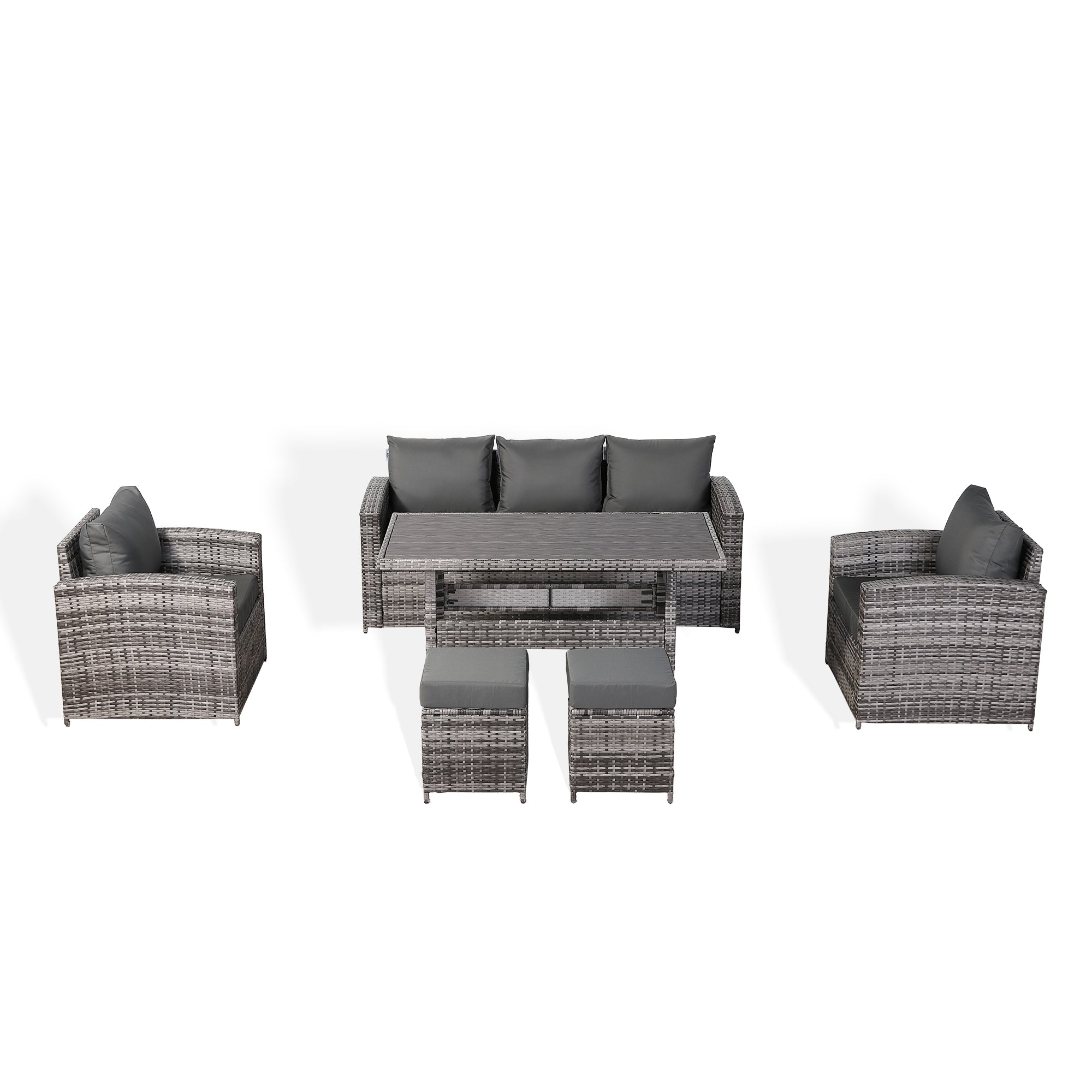 Henley Range High Back Dining Sofa Set in Grey Weave with Dinning Table