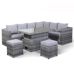 Rose Range RHF Large Dining Corner Sofa Set with Rising Table in Grey