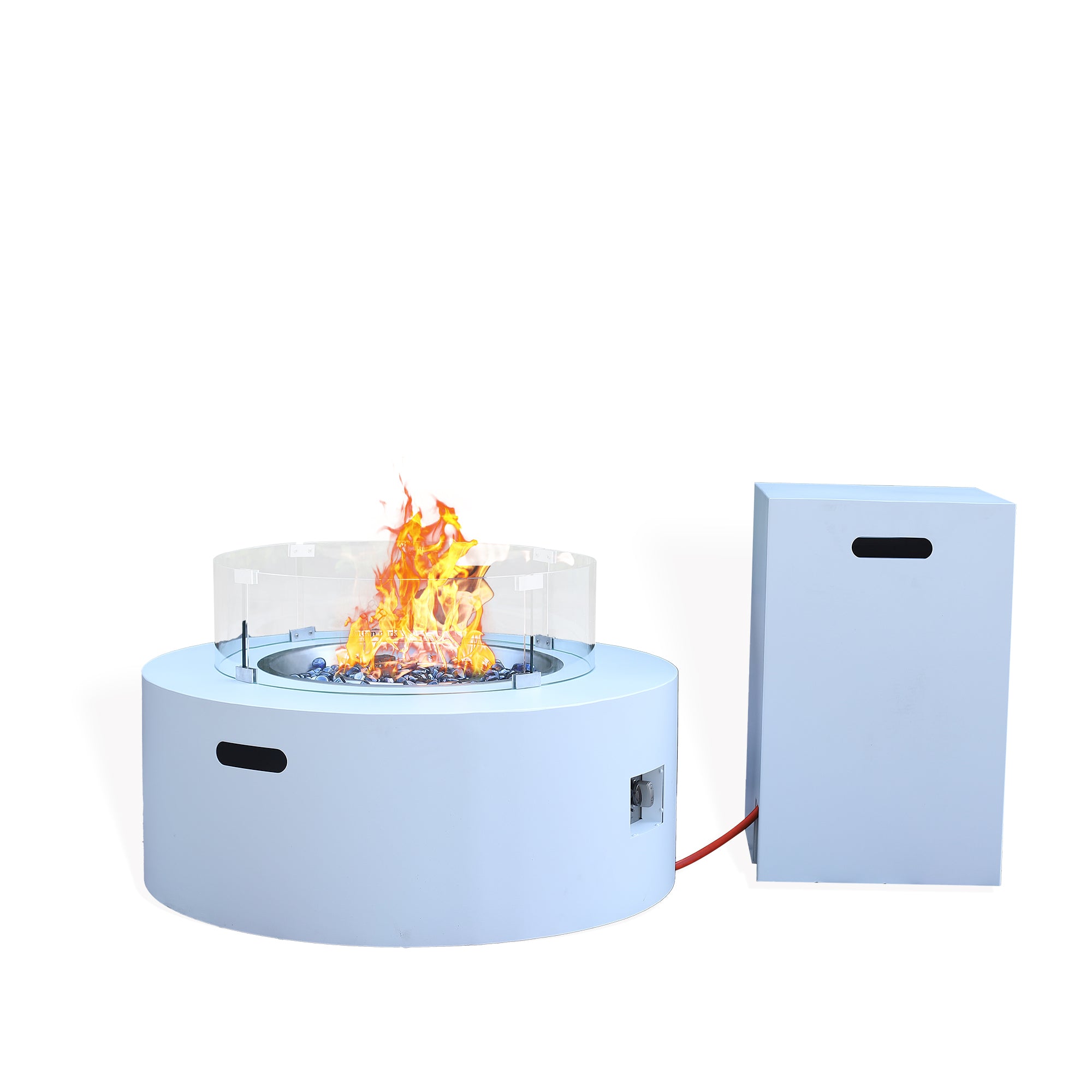 Spring Garden Aluminium Round Gas Fire Pit Coffee Table  in White (#RPFP-04W)