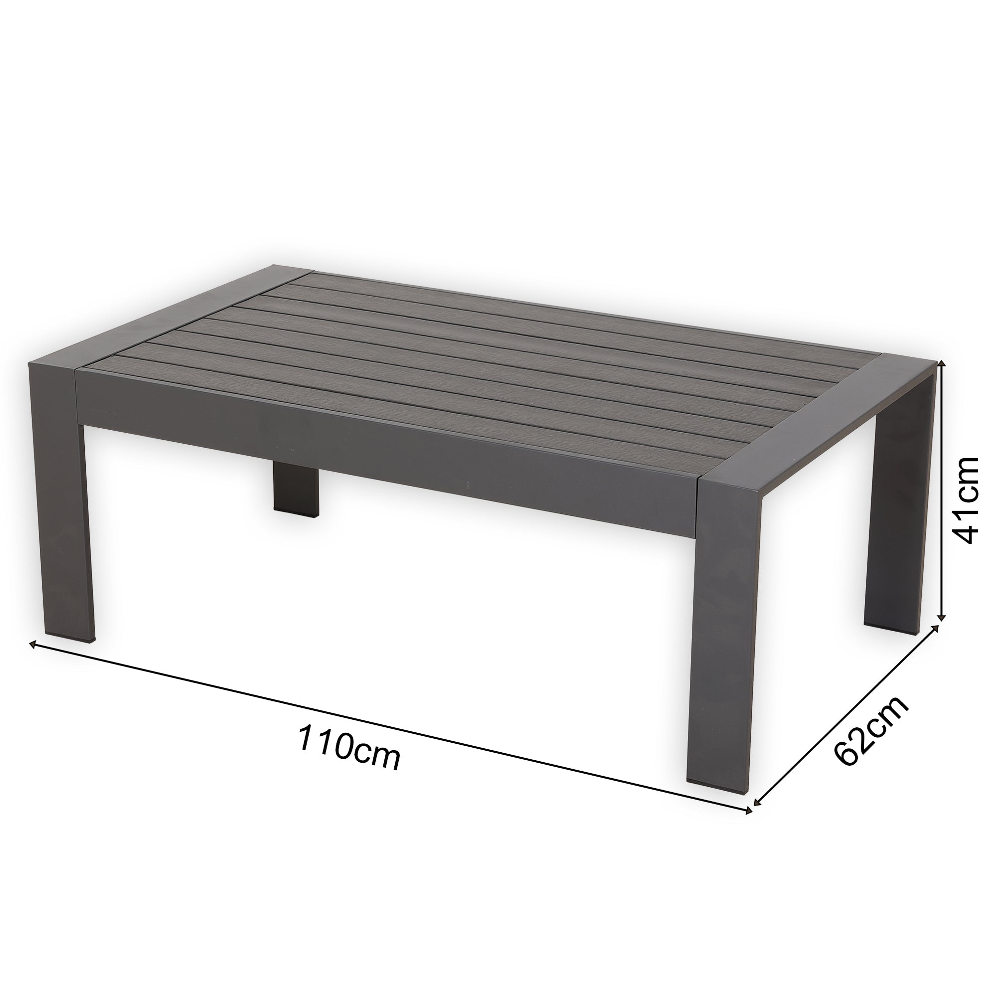 Brighton Range: Modern Grey Aluminum Outdoor Coffee Table