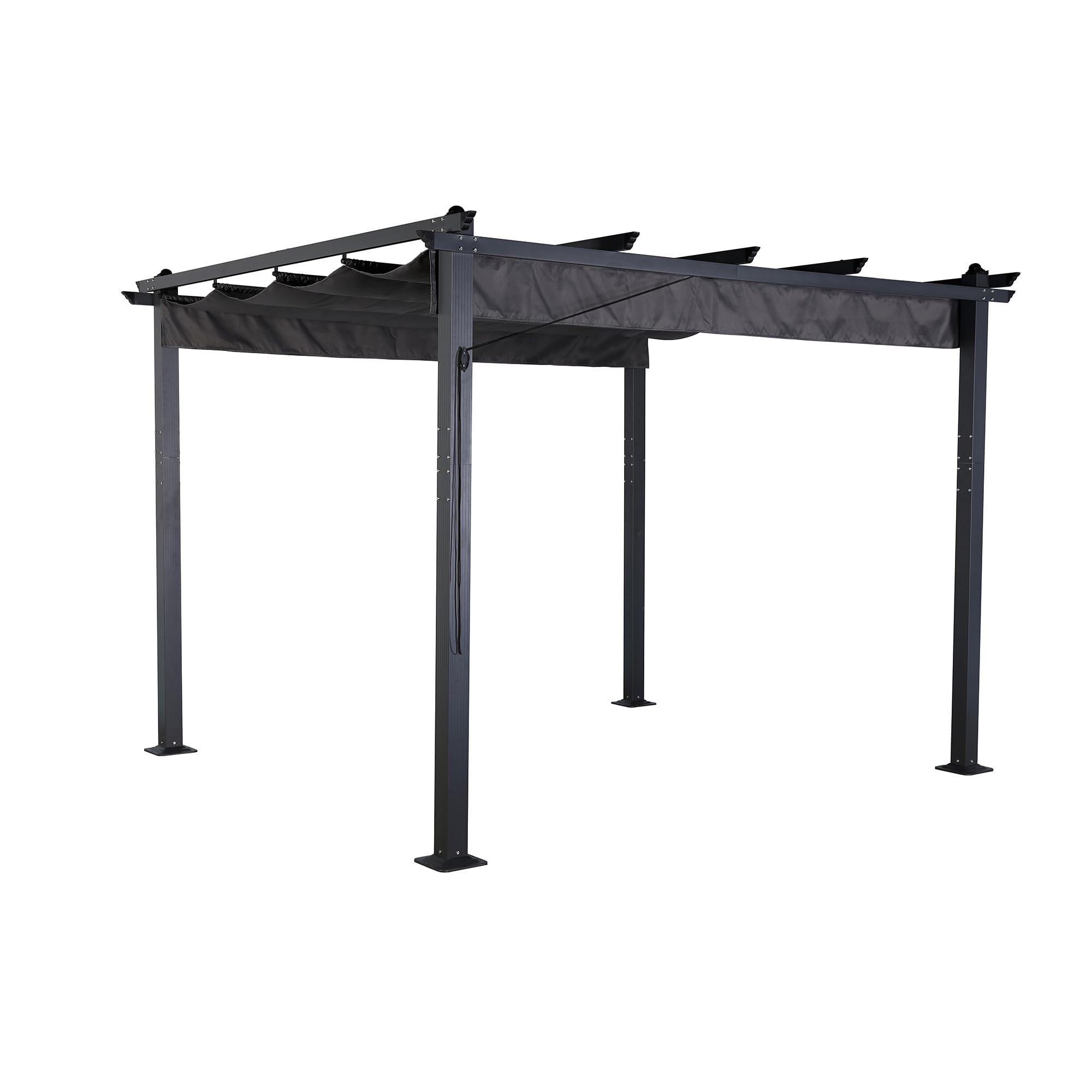 PRE ORDER...3 X 3M Aluminium Pergola With Retractable Grey Roof, Large Garden Pergola For BBQ, Outdoor And Patio, In Charcoal