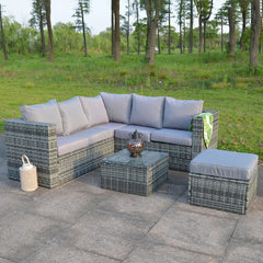 Rose Range Small Corner Sofa Set With Coffee Table In Grey Weave