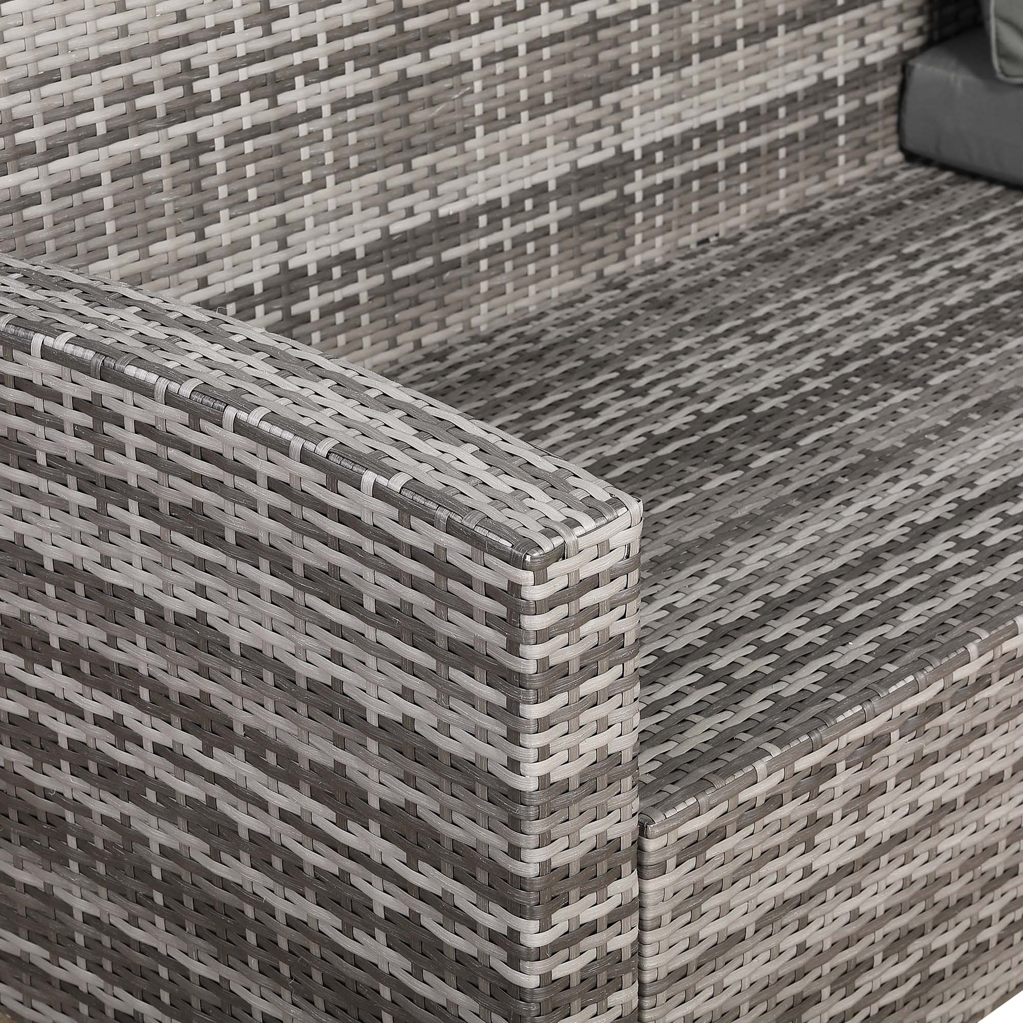 Henley Range 11-Seater High Back Large U-shaped Dining Sofa Set，Garden Conservatory Sofa with Footstools，Rectangular Dining Table Weaved in Grey Rattan and Cushion