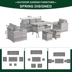 PRE ORDER...End March Dispatch...Henley Range High Back Dining Corner Sofa Set in Grey Weave with Dinning Table