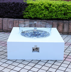 Spring Garden Aluminum Square Fire Pit Coffee Table  in White (#RPFP-07W)..Delivery in 3-5 working days
