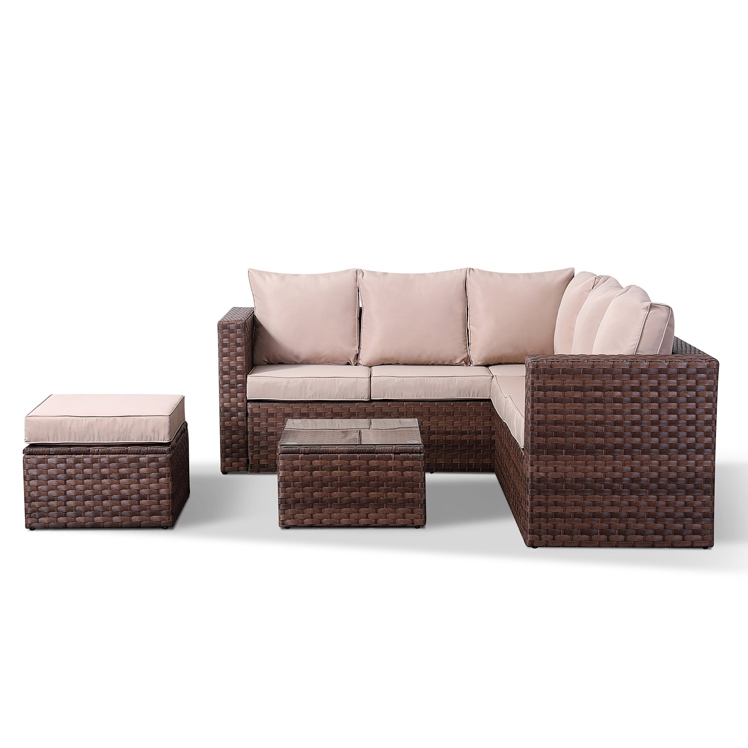 Pansy Range Small Corner Sofa Set With Coffee Table In Large Brown