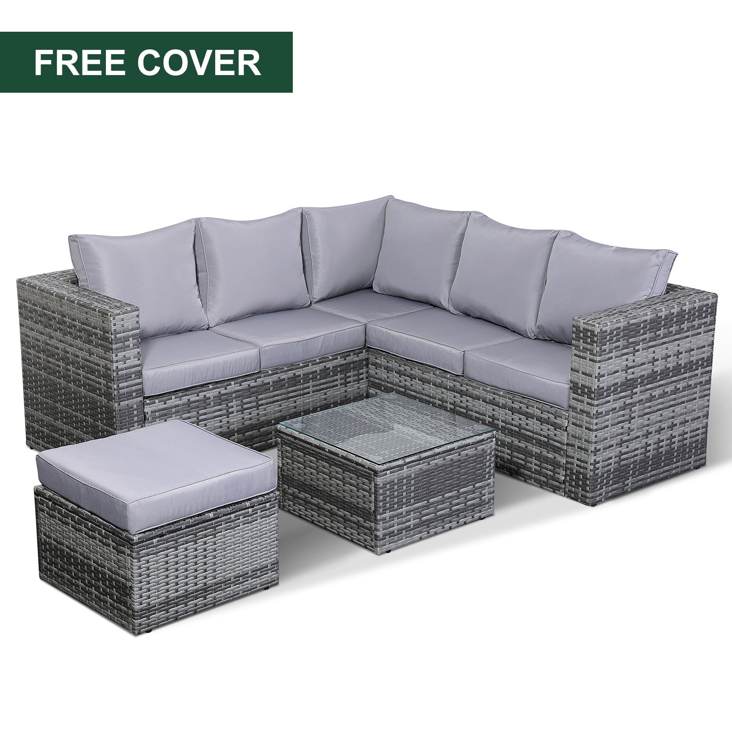 Rose Range Small Corner Sofa Set With Coffee Table In Grey Weave
