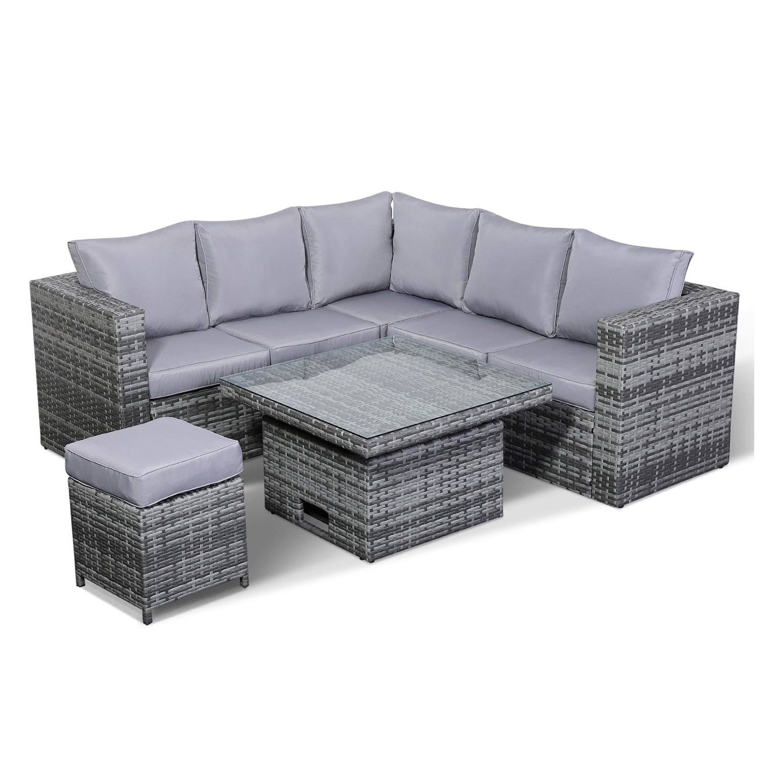 Rose Range Small Dining Corner Sofa Set with Rising Table In Grey