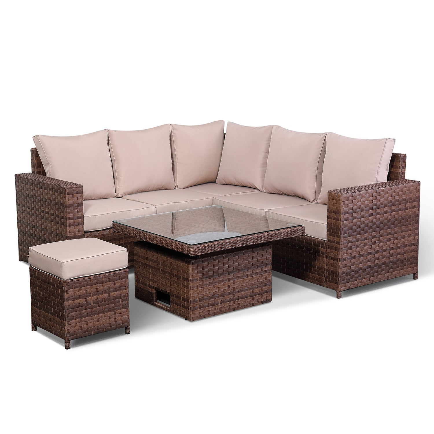 Canna Range High Back Small Dining Corner Sofa Set In Large Brown