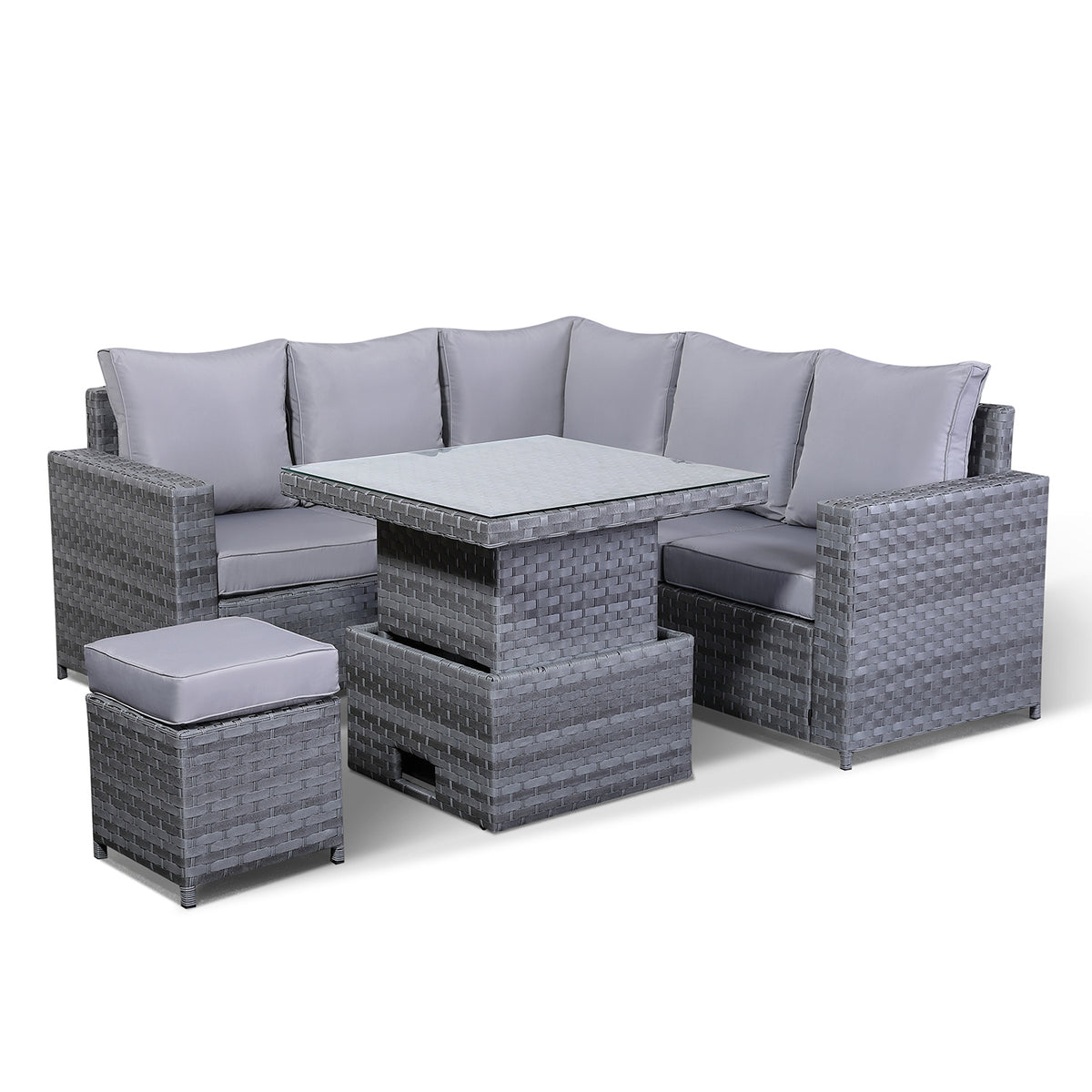 Aster Range High Back Small Dining Corner Sofa Set in Grey Weave