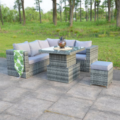Rose Range Small Dining Corner Sofa Set with Rising Table In Grey